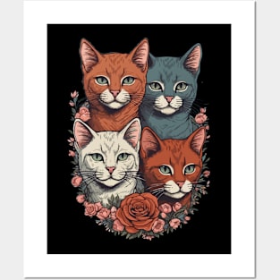 Cute little Cats Family for lovers kitty kittens Posters and Art